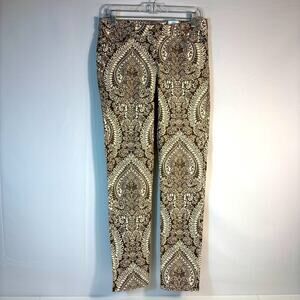 NWT J. McLaughlin Brown Off White Mega Ravi Paisley Jeans Size 8 A0001